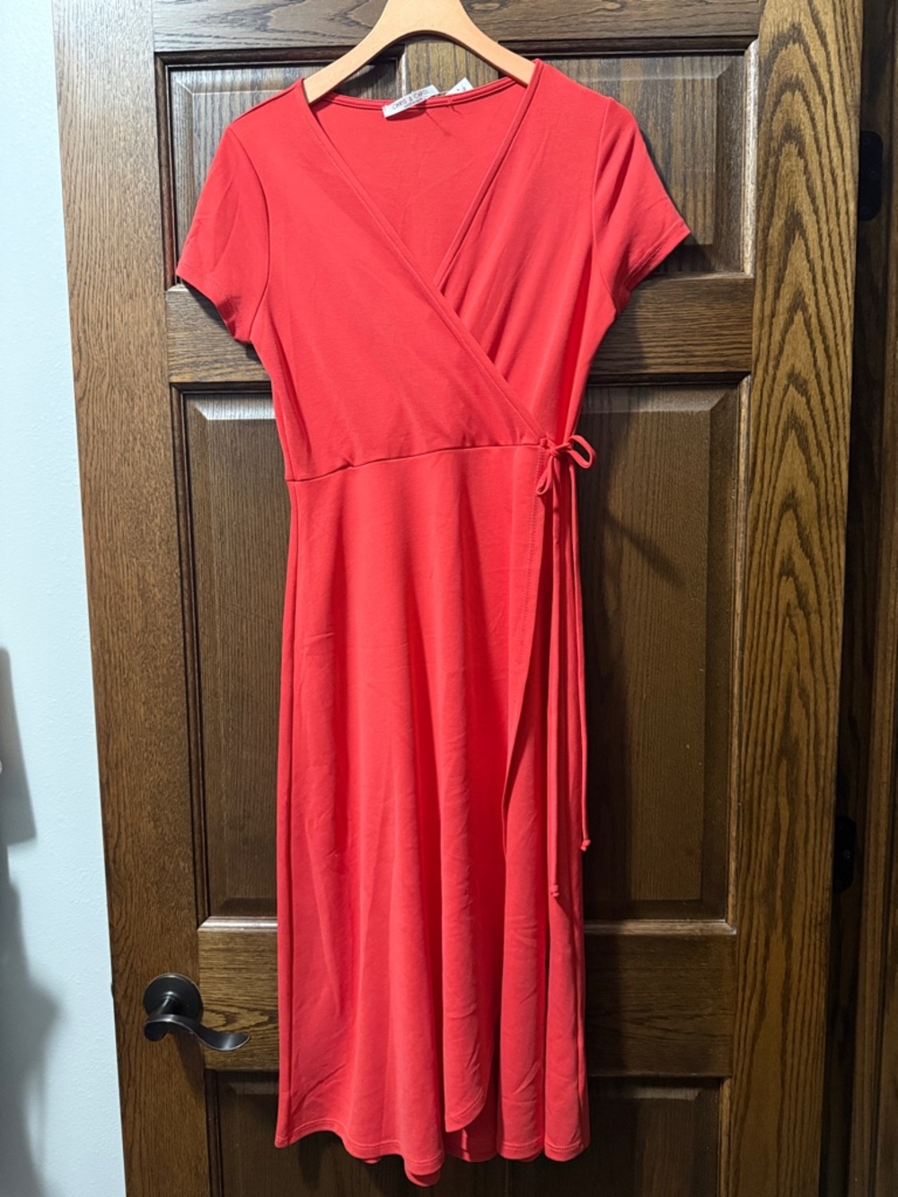 Chris & Carol Red Wrap Midi Dress